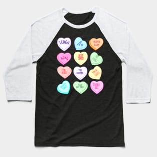 Funny Teacher Valentines Day Teach Heart Candy Baseball T-Shirt